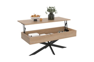 Table basse relevable Spider - Imitation bois et noir