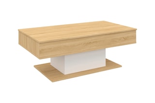 Table basse avec plateau relevable - Imitation bois et blanc