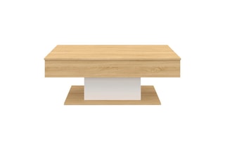 Table basse avec plateau relevable - Imitation bois et blanc