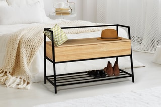 Banquette coffre 2-en-1 Timéo - Imitation bois et noir
