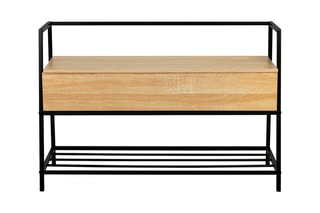 Banquette coffre 2-en-1 Timéo - Imitation bois et noir