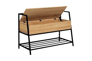 Banquette coffre 2-en-1 Timéo - Imitation bois et noir