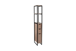 Meuble WC 1 porte 2 tiroirs - Imitation bois et noir