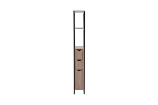 Meuble WC 1 porte 2 tiroirs - Imitation bois et noir