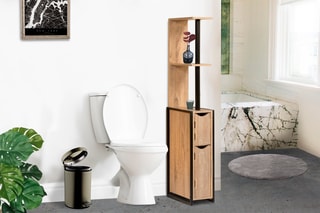 Meuble WC 2 portes Timéo - Noir et naturel