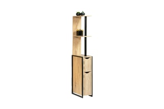 Meuble WC 2 portes Timéo - Noir et naturel