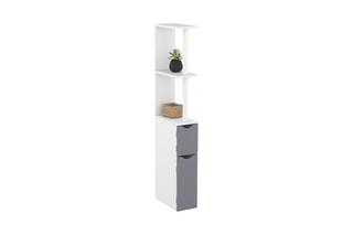 Meuble WC 2 portes - Blanc et gris foncé