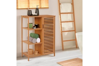 Meuble salle de bain 1 porte Maya - Structure en bambou - 66 x 33 x 87 cm
