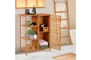 Meuble salle de bain 1 porte Maya - Structure en bambou - 66 x 33 x 87 cm