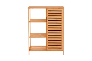 Meuble salle de bain 1 porte Maya - Structure en bambou - 66 x 33 x 87 cm