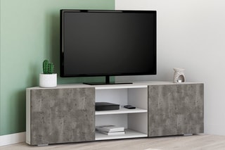 Meuble TV avec LED 2 portes Kléa - 110 x 32 x 31 cm