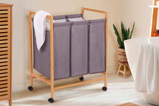Panier à linge en bambou avec roulettes Maya