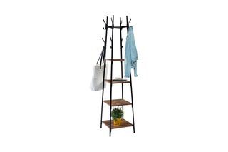 Porte-manteau Elize - Noir et imitation bois