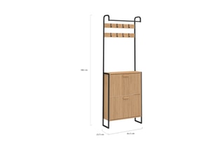 Vestiaire d'entrée 2 abattants Faustine - 63,5 x 23,5 x 180 cm