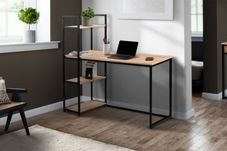 Bureau bibliothèque Memphis - Imitation bois et noir