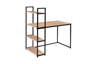 Bureau bibliothèque Memphis - Imitation bois et noir
