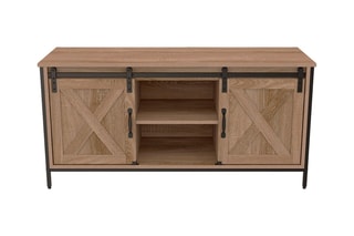 Meuble TV 2 portes Cheyenne - Naturel et noir