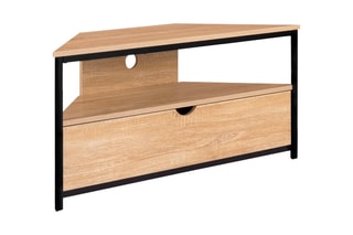 Meuble TV d'angle Memphis - Naturel et noir