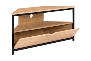 Meuble TV d'angle Memphis - Naturel et noir