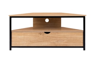Meuble TV d'angle Memphis - Naturel et noir