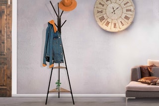 Porte-manteau Elize - Noir et imitation bois