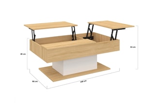 Table basse relevable Tania - 100 x 40-53 x 60 cm