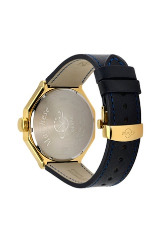 Relógio de quartzo em couro Marchese Dourado e preto
