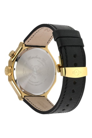 Relógio de quartzo em couro Marchese - Preto e dourado