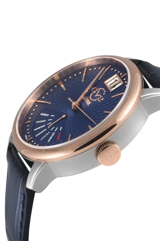 Relógio de quartzo em couro Rovescio - Azul e dourado-rosa