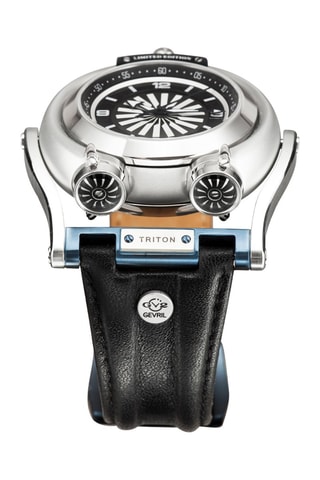 Relógio automático de couro Ruben & Sons MD3G Triton - Preto e prateado