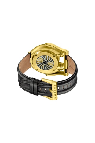 Relógio automático de couro de vitelo - Preto e dourado