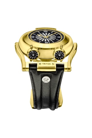 Relógio automático de couro de vitelo - Preto e dourado
