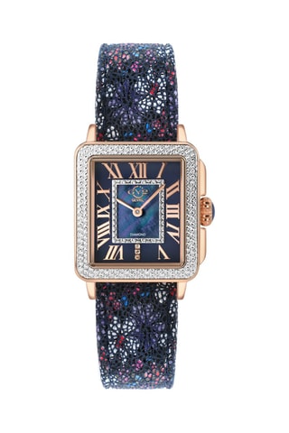 Relógio de quartzo em couro, madrepérola e diamantes Padova Floral