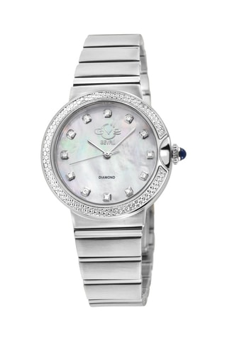 Montre à quartz en acier et diamants