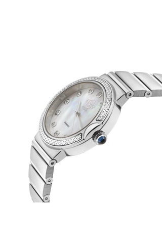 Montre à quartz en acier et diamants