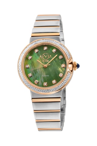 Montre à quartz en acier et diamants