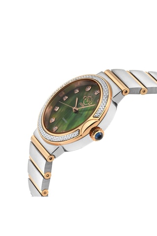 Montre à quartz en acier et diamants