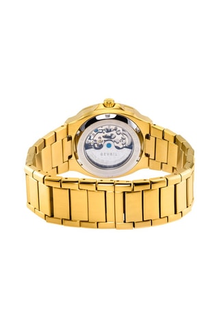 Relógio automático de aço ETA 2895 Swiss - Contador de segundos pequeno - Dourado e azul