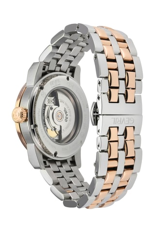 Relógio automático em aço Sellita SW285-B - GMT e contador fases da lua - Prateado e dourado-rosa