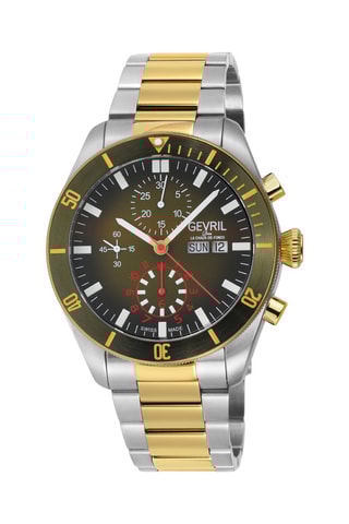 Relógio automático de aço e folheado a ouro fino amarelo ETA 7750 Swiss Yorkville - Cronógrafo
