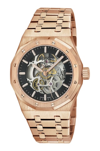 Relógio automático de aço Gotham - Dourado-rosa