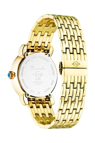 Relógio de quartzo em aço, banhado ião ouro amarelo e diamantes Marsala Tortoise