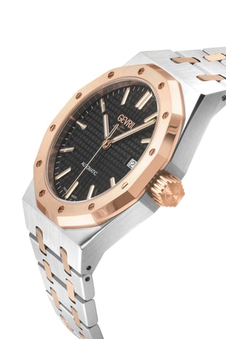Relógio automático de aço - Prateado e dourado-rosa