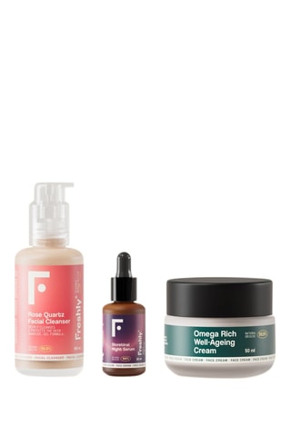 Gel nettoyant visage naturel Rose Quartz, Sérum de nuit biorétinal et Crème Omega Rich Well-Ageing - 100, 30 et 50 ml