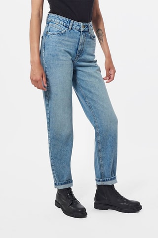 Jean mom taille haute Slan - Bleu