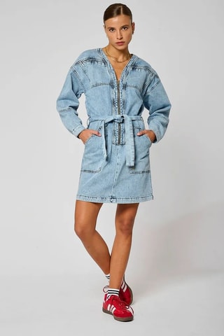 Robe regular délavée en jean Brune - Bleu