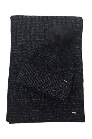 Bonnet et écharpe Melly - Noir chiné