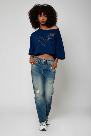 T-shirt oversize oversize en coton biologique Steal - Indigo