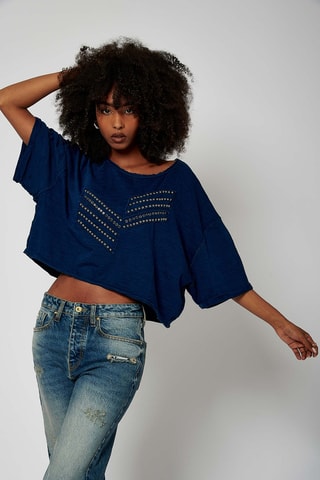 T-shirt oversize oversize en coton biologique Steal - Indigo