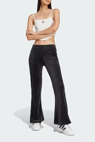 Fluwelen Flare Broek met Hoge Taille - Zwart